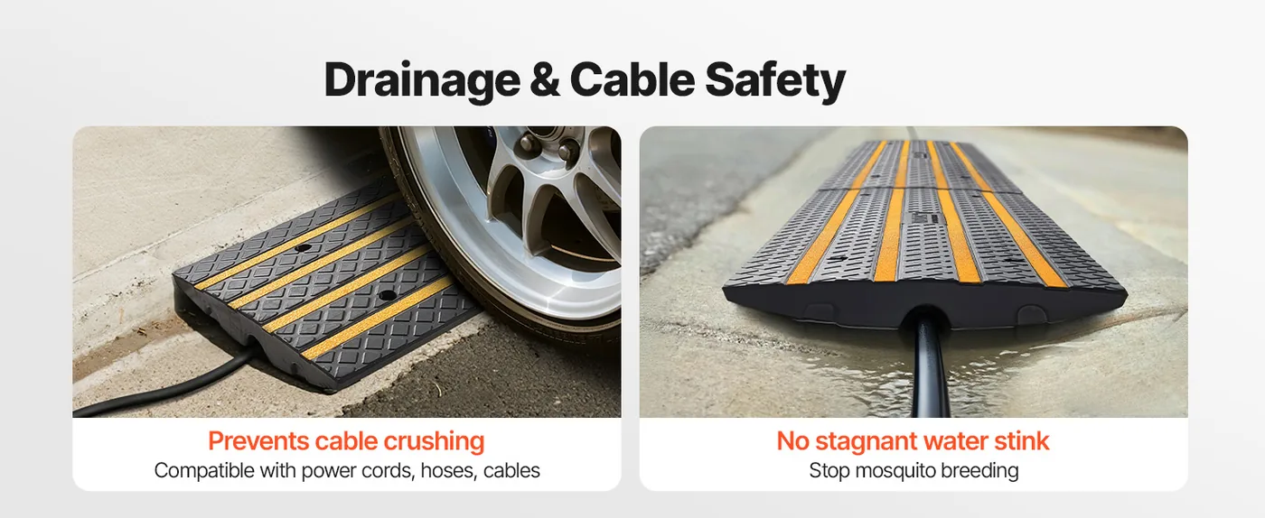 VEVOR Car Driveway Rubber Curb Ramp 2 Pcs Upgraded Version Channel Design