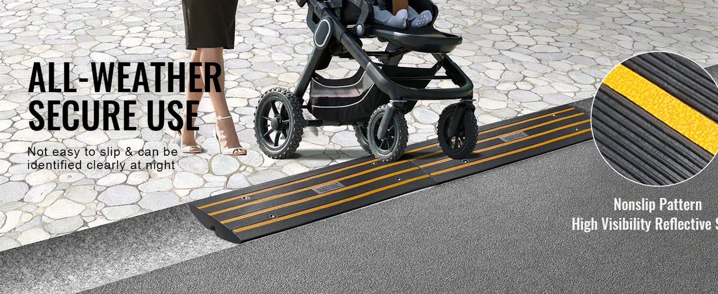 VEVOR Curb Ramp 3 Pcs Regular Type Nonslip Surface