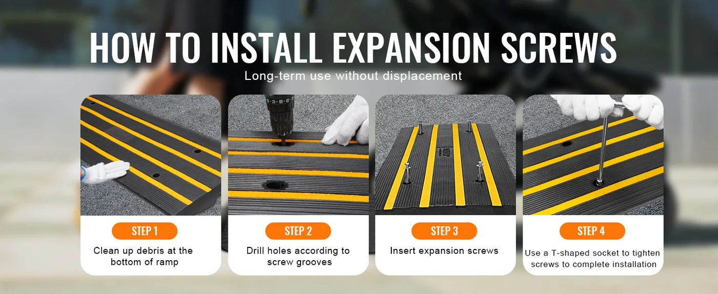 VEVOR Curb Ramp 3 Pcs Regular Type Not Easy to Displace