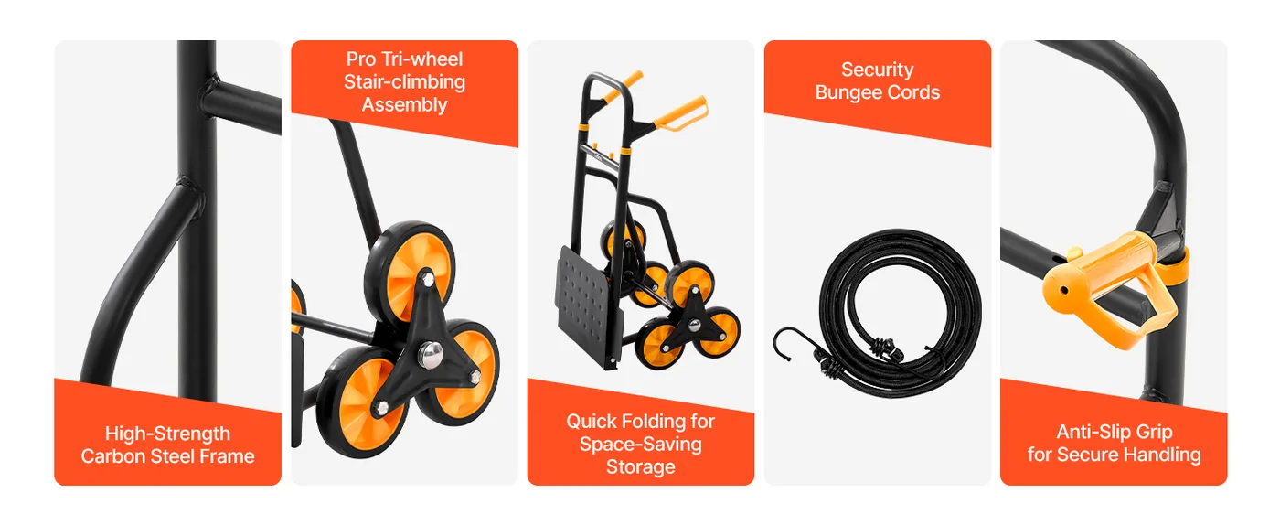 VEVOR Stair Climbing Cart 770 lbs With Handrail overview