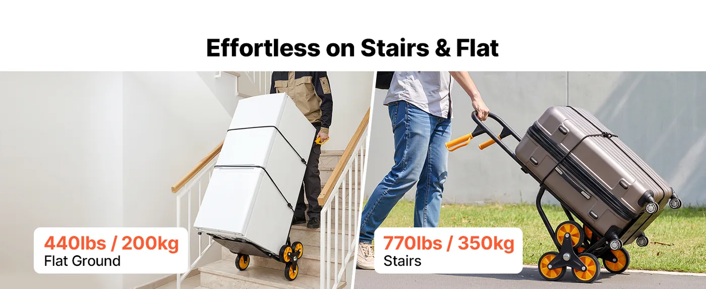 VEVOR Stair Climbing Cart 770 lbs With Handrail Efficient Stair Movement