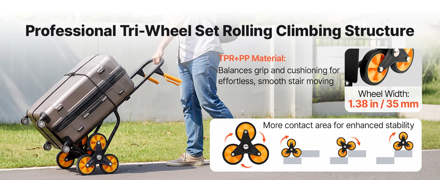 VEVOR Stair Climbing Cart 770 lbs With Handrail Effortless Stair Climbing