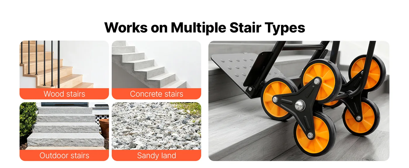 VEVOR Stair Climbing Cart 770 lbs With Handrail Fit All Stair Types