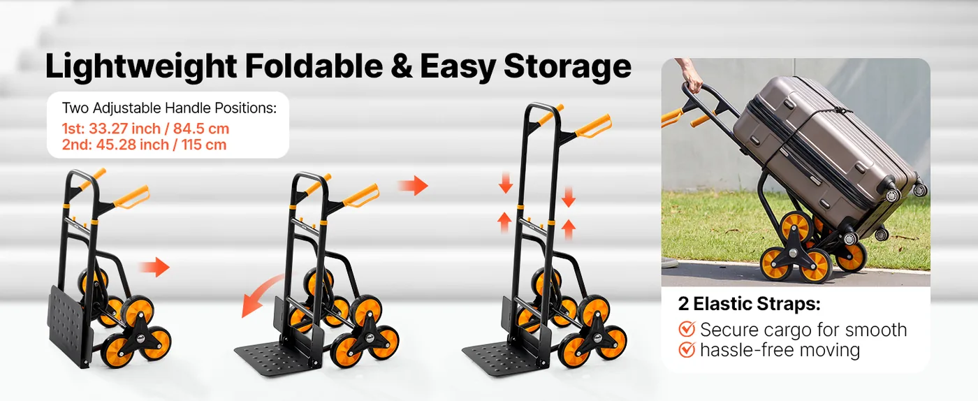 VEVOR Stair Climbing Cart 770 lbs With Handrail Foldable