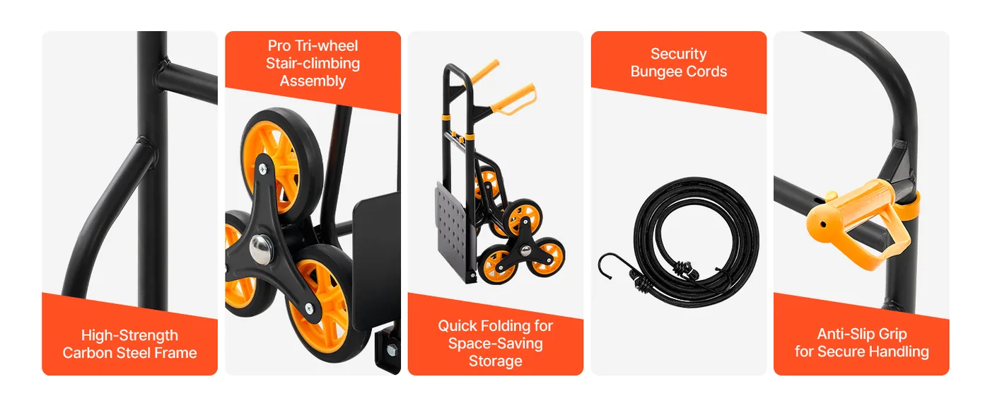 VEVOR Stair Climbing Cart 440 lbs With Handrail Ideal Moving Solution