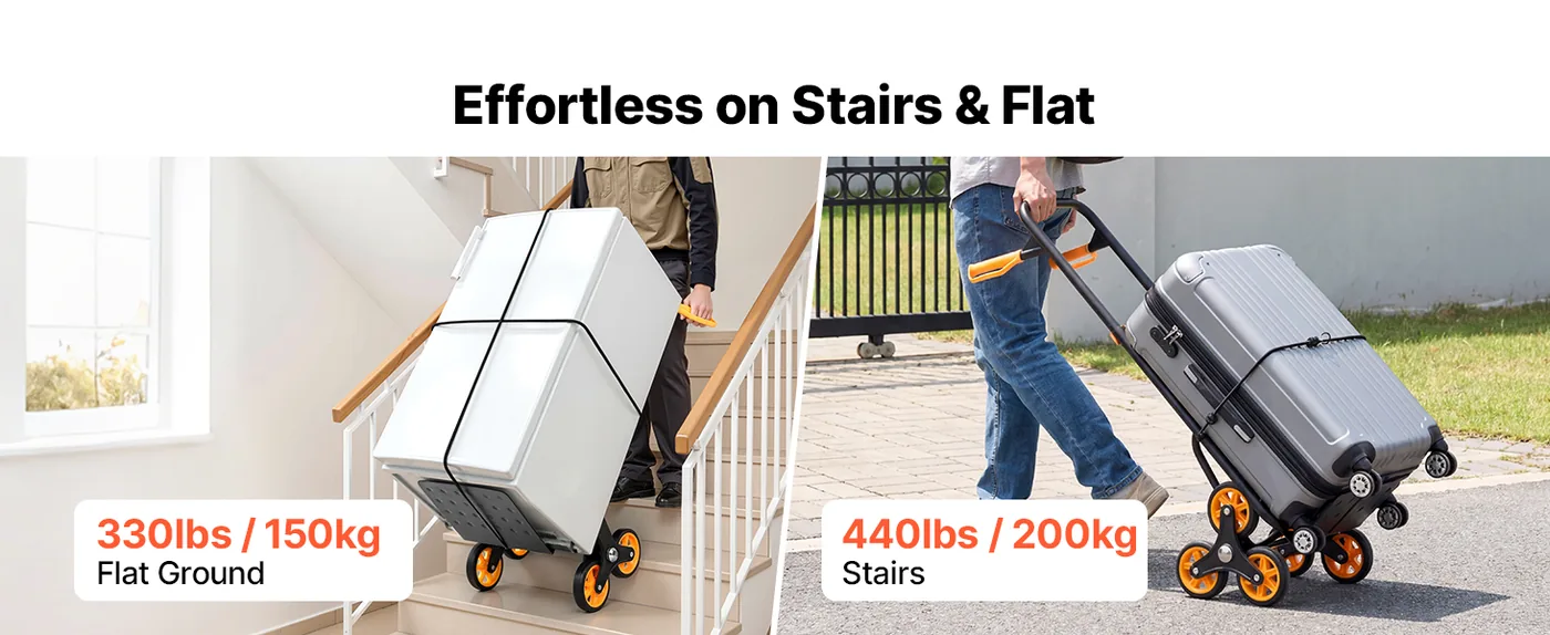 VEVOR Stair Climbing Cart 440 lbs With Handrail Efficient Stair Movement