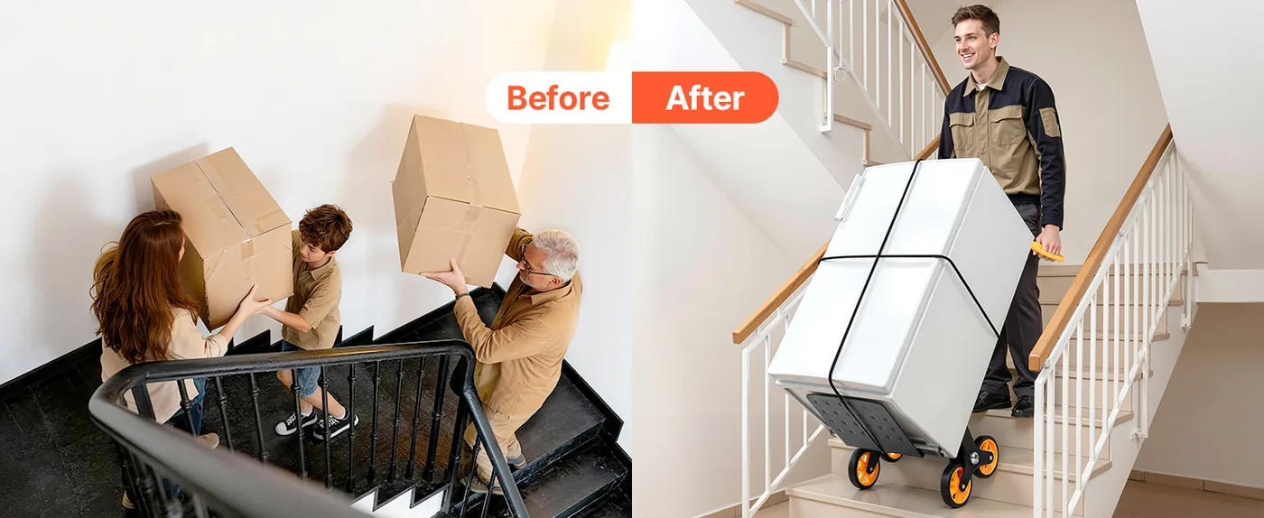 VEVOR Stair Climbing Cart 440 lbs With Handrail Easy to Use