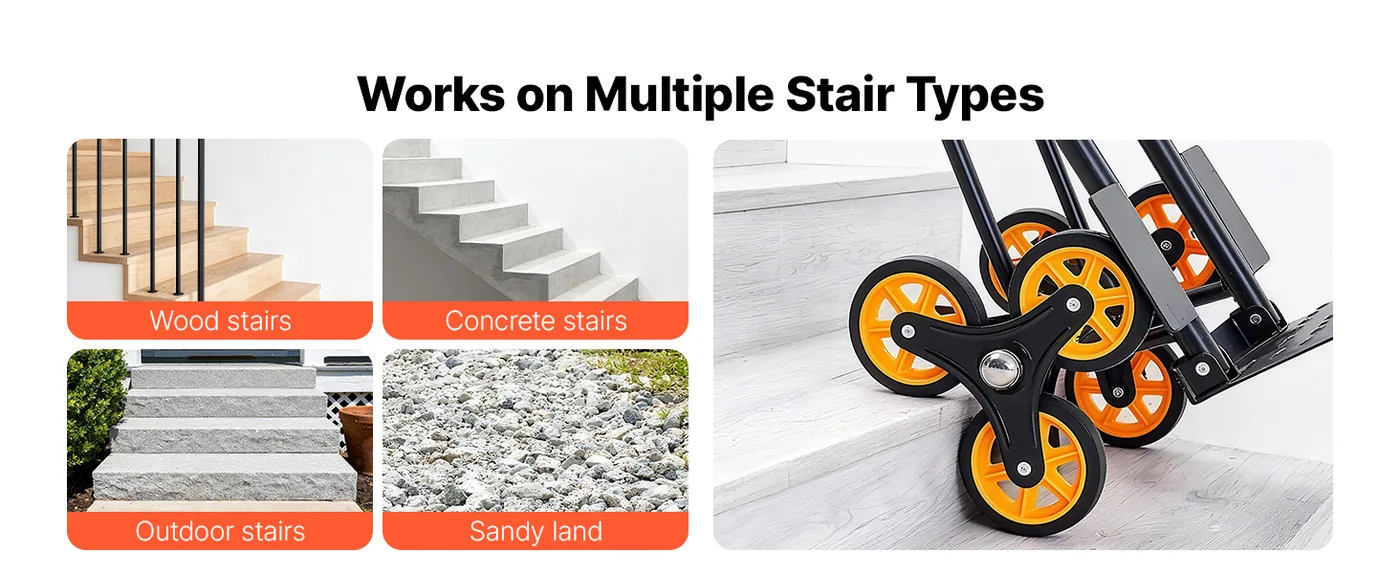 VEVOR Stair Climbing Cart 440 lbs With Handrail Fit All Stair Types