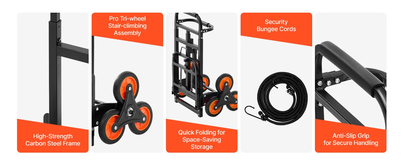 VEVOR Stair Climbing Cart 460 lbs Handle Version Ideal Moving Solution