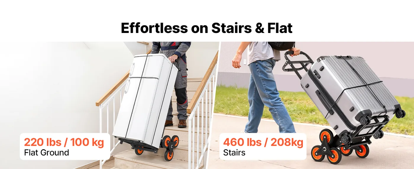 VEVOR Stair Climbing Cart 460 lbs Handle Version Efficient Stair Movement