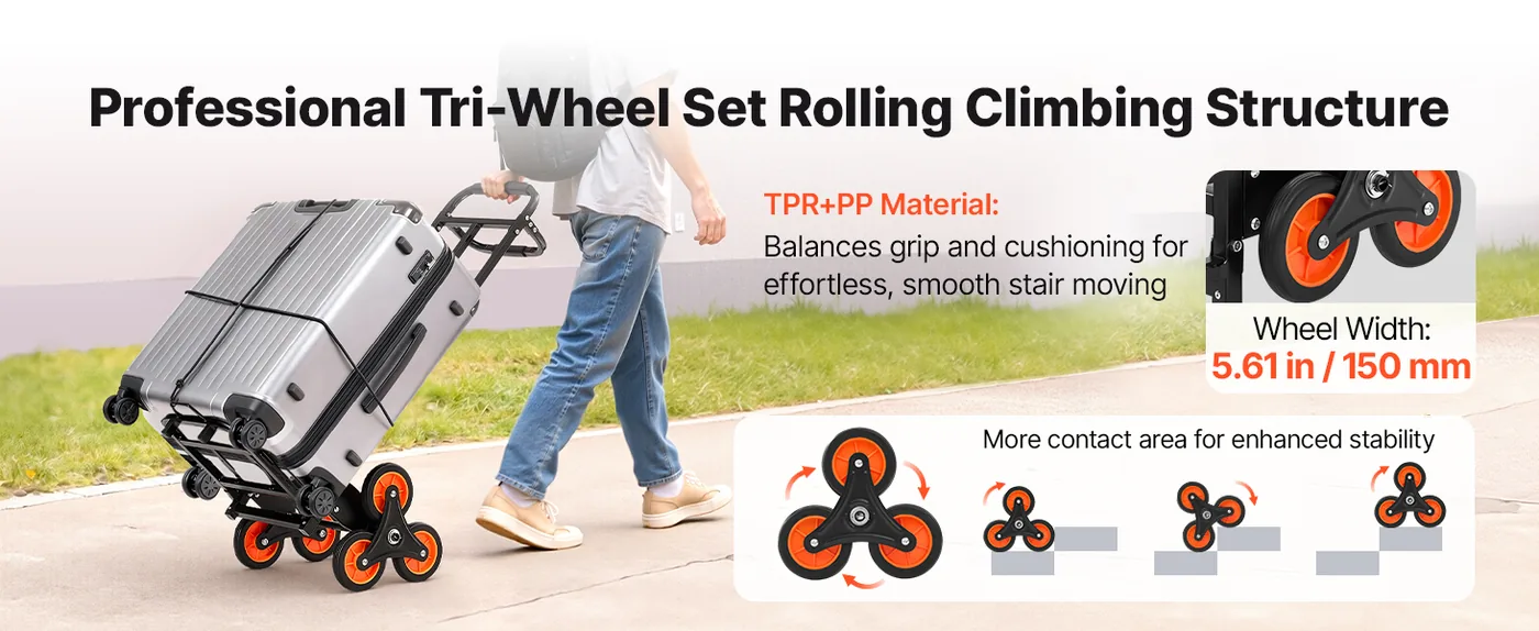 VEVOR Stair Climbing Cart 460 lbs Handle Version Effortless Stair Climbing
