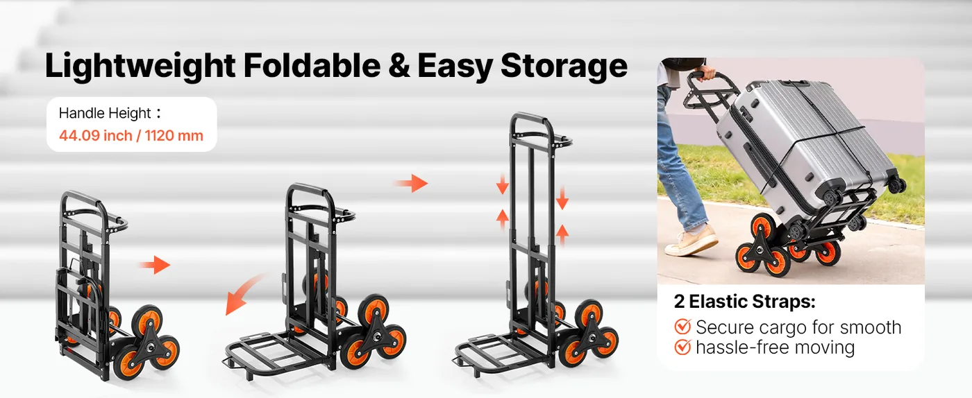 VEVOR Stair Climbing Cart 460 lbs Handle Version Foldable