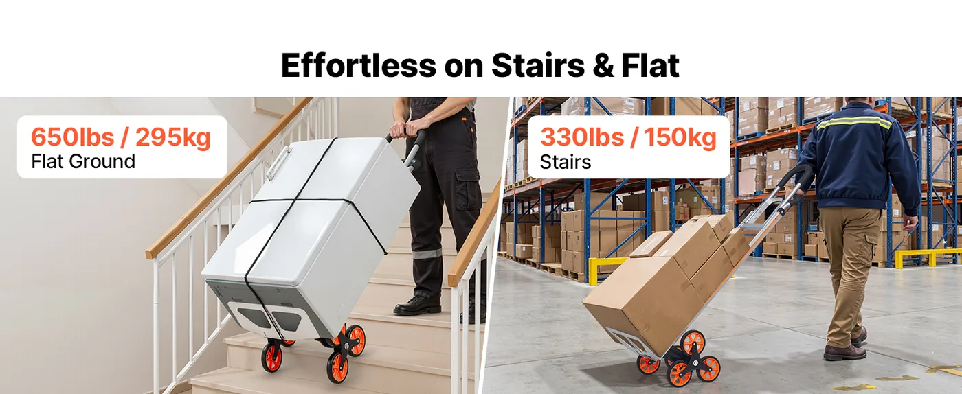 VEVOR Stair Climbing Cart 650 lbs Handle Version Efficient Stair Movement