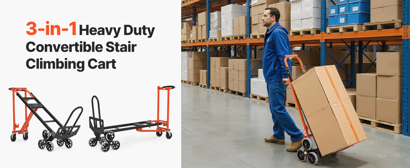 VEVOR 3 in 1 Industrial Convertible Stair Climbing Cart overview