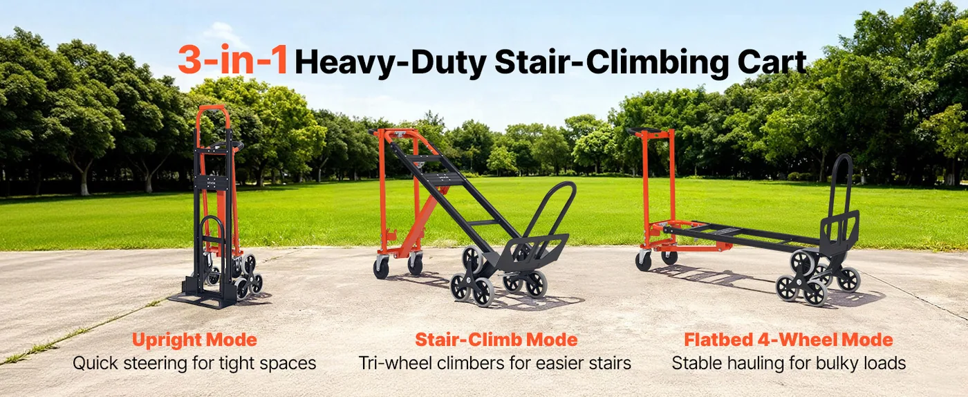 VEVOR 3 in 1 Industrial Convertible Stair Climbing Cart 3-in-1 Conversion
