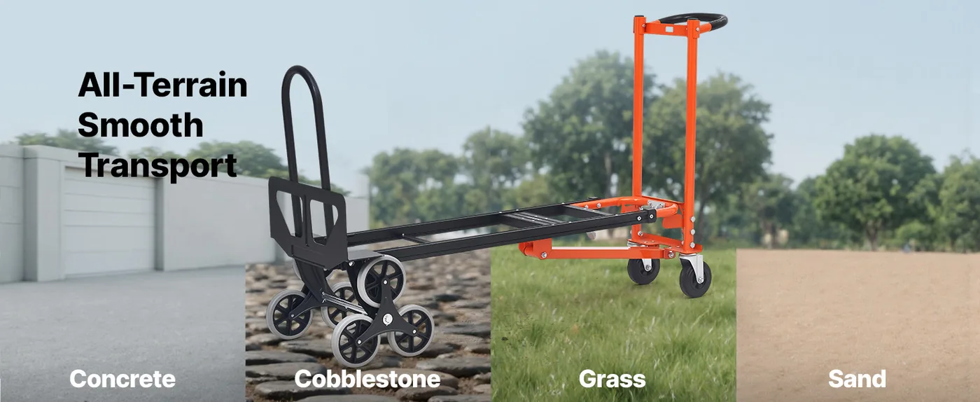 VEVOR 3 in 1 Industrial Convertible Stair Climbing Cart All-Terrain Transport