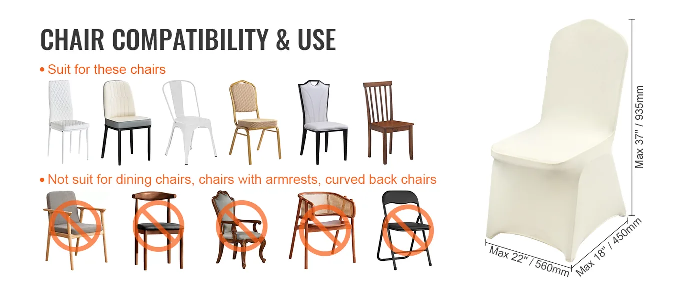 VEVOR Stretch Spandex Folding Chair Covers 100 PCS Beige-for feature 1