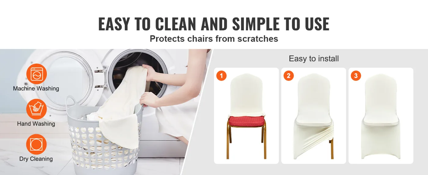 VEVOR Stretch Spandex Folding Chair Covers 100 PCS Beige-for feature 2