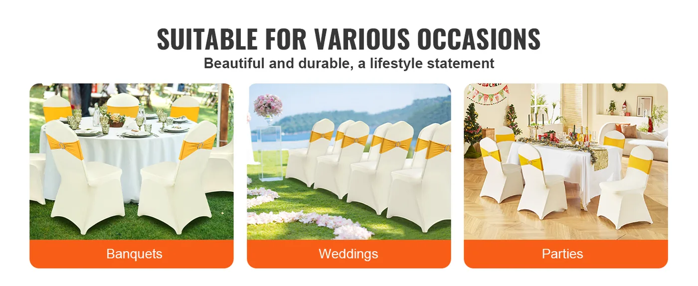 VEVOR Stretch Spandex Folding Chair Covers 100 PCS Beige-for feature 3