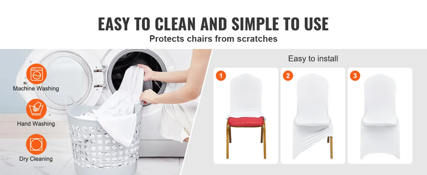 VEVOR Stretch Spandex Folding Chair Covers 150 PCS White-for feature 2