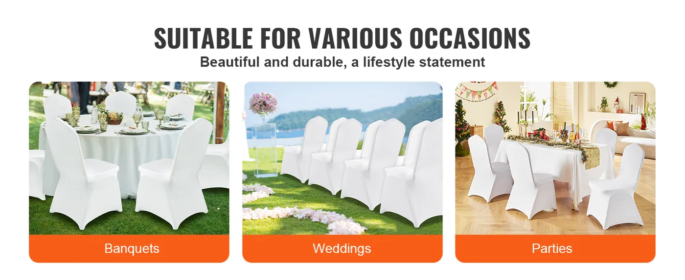 VEVOR Stretch Spandex Folding Chair Covers 150 PCS White-for feature 3