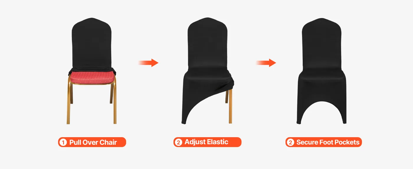 VEVOR Stretch Spandex Folding Chair Covers 50 PCS Black-Arch Easy to Install