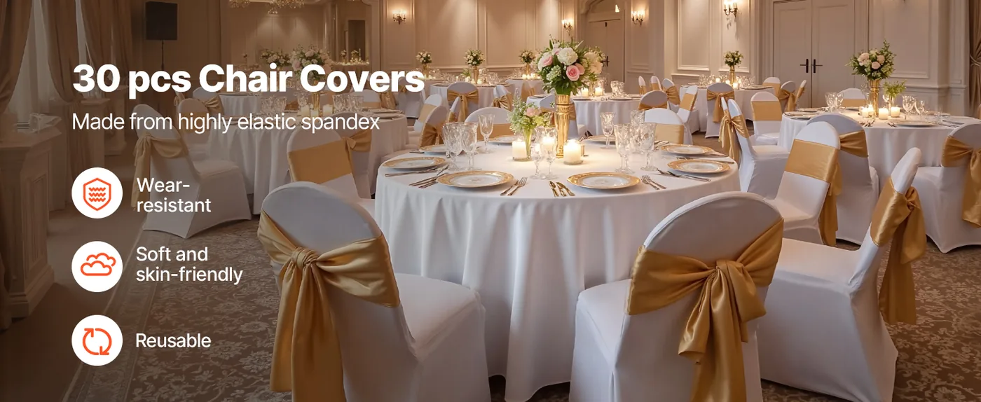 VEVOR Stretch Spandex Folding Chair Covers 30 PCS White-for overview
