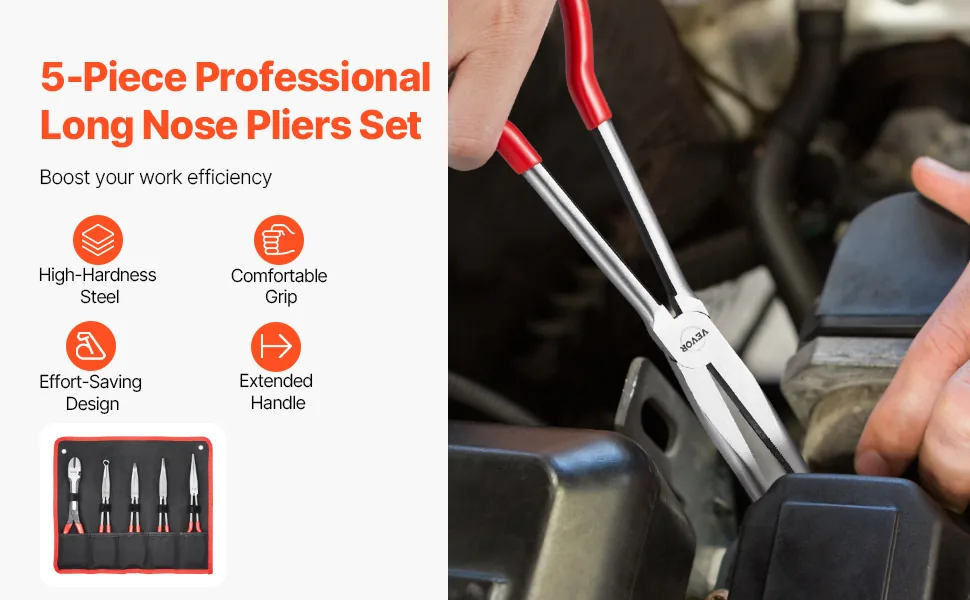 VEVOR 5-Piece Needle Nose Pliers 5pcs 11inch overview