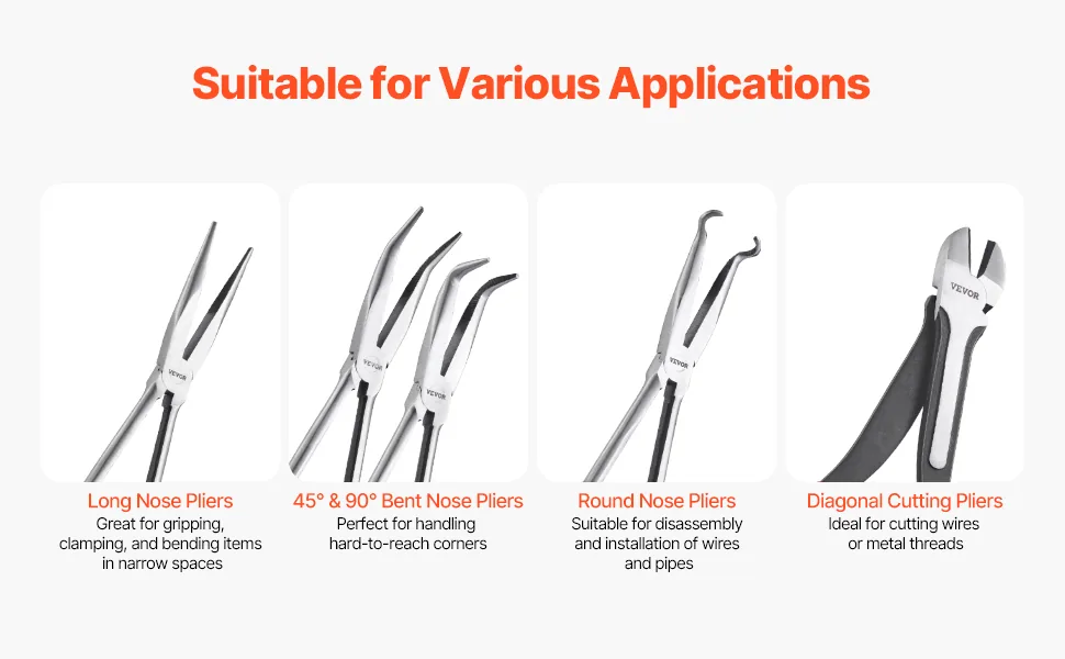 VEVOR 5-Piece Needle Nose Pliers 5pcs 11inch feature 2