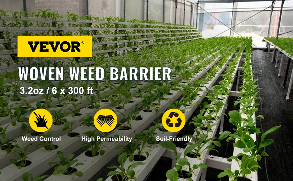 VEVOR 6 x 300 ft weed barrier landscape fabric overview