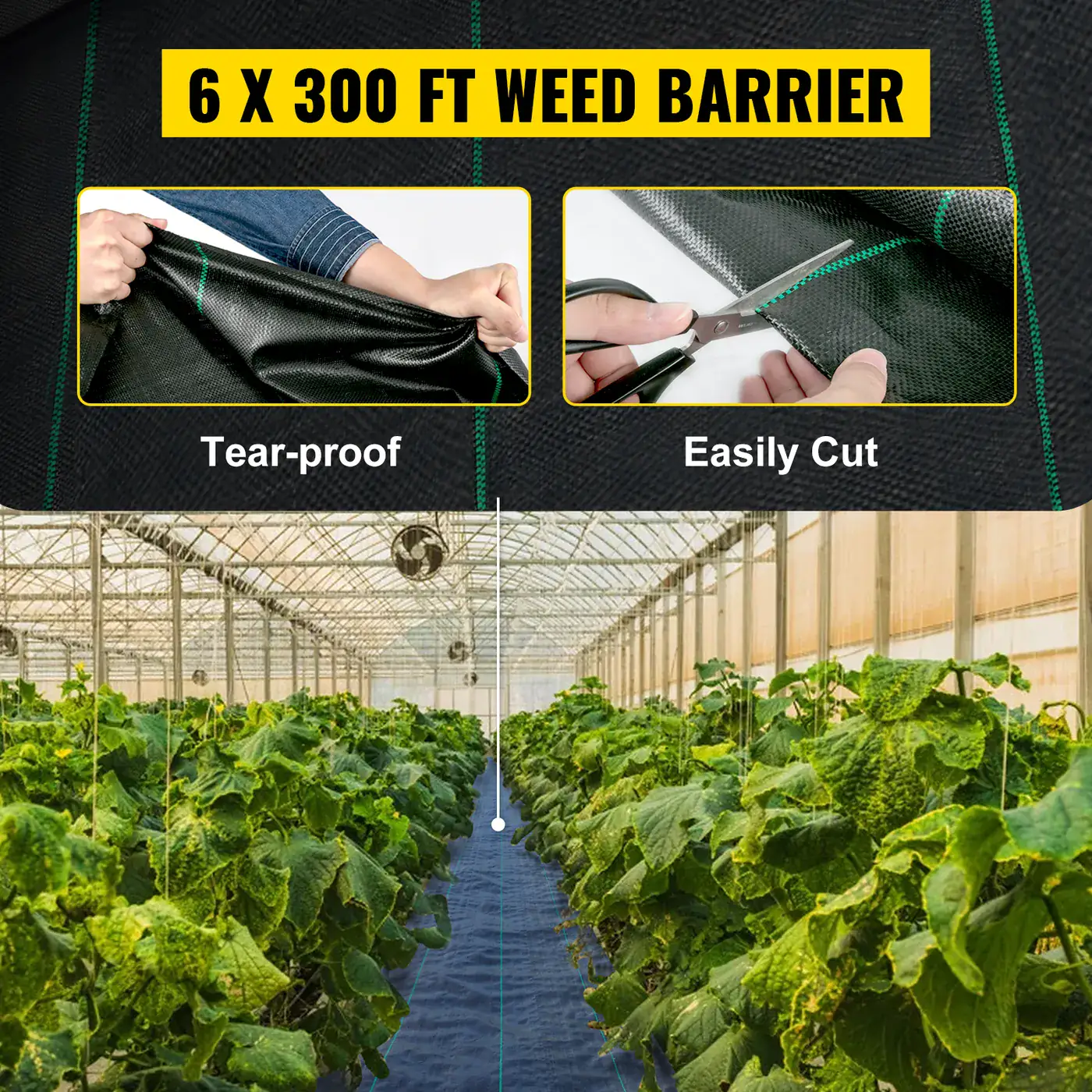 VEVOR 6 x 300 ft weed barrier landscape fabric overview
