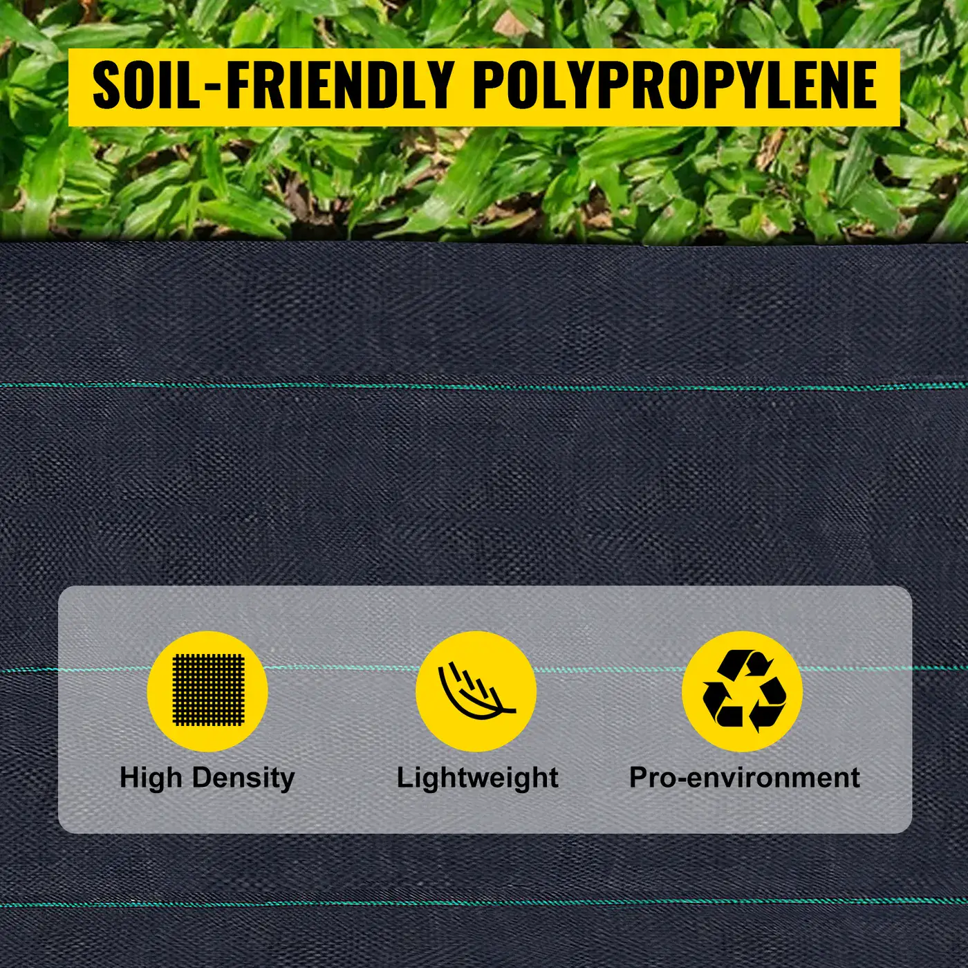 VEVOR 6 x 300 ft weed barrier landscape fabric overview