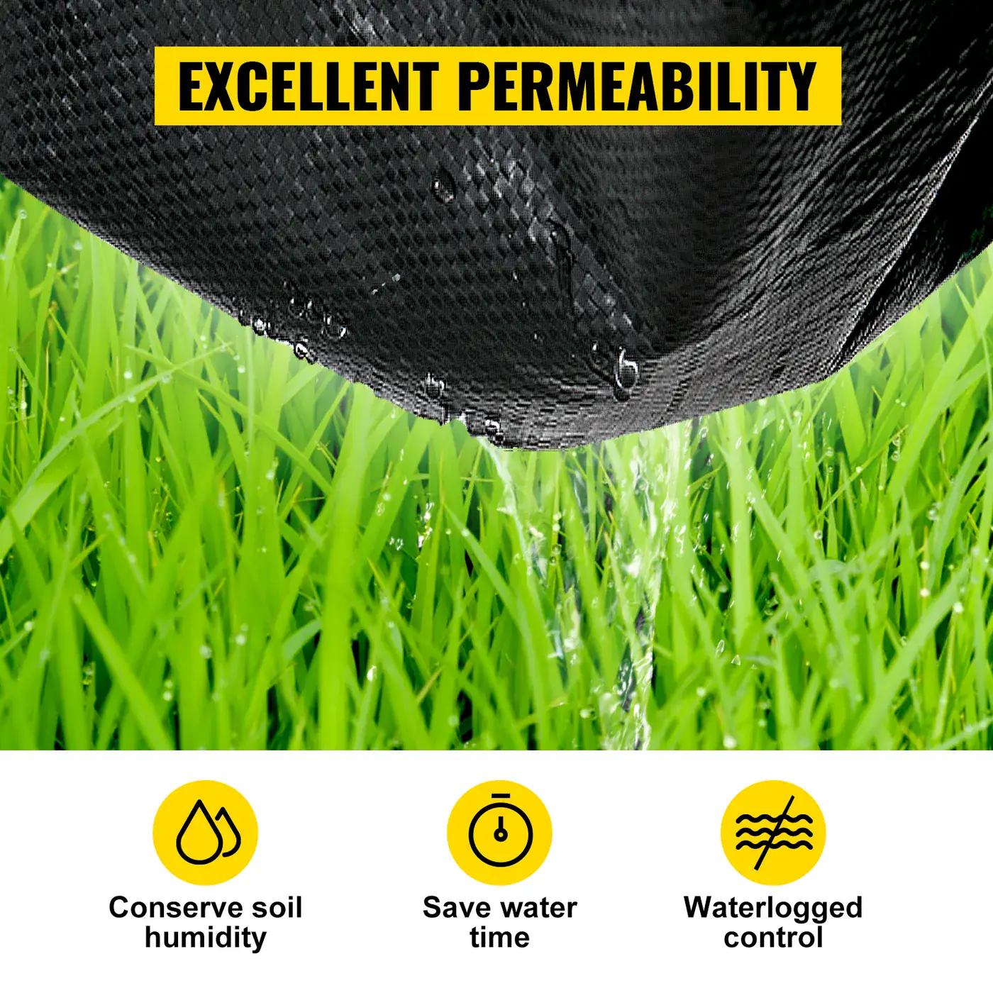 VEVOR 6 x 300 ft weed barrier landscape fabric overview