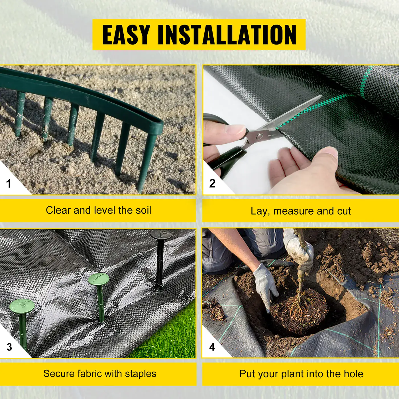 VEVOR 6 x 300 ft weed barrier fabric roll coverage