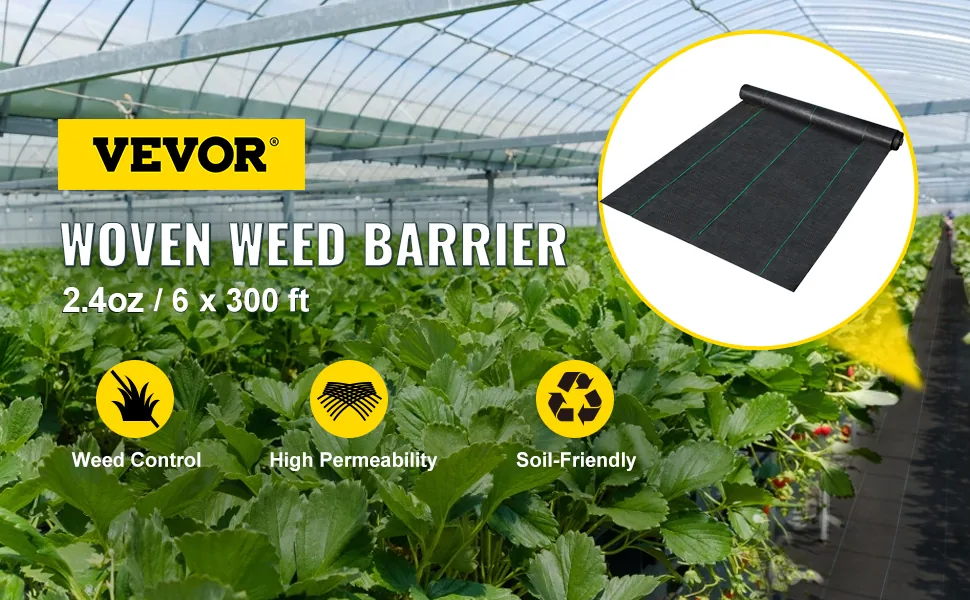 VEVOR 6x300 ft weed control fabric roll for garden