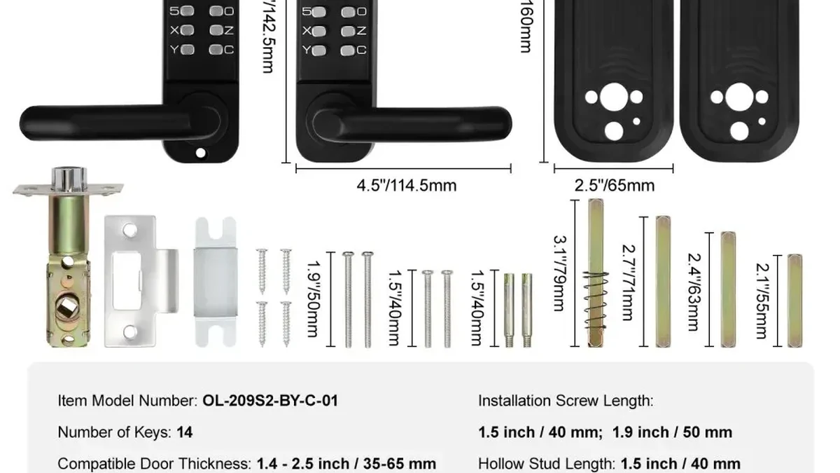 VEVOR keypad door lock with lever handle and hardware