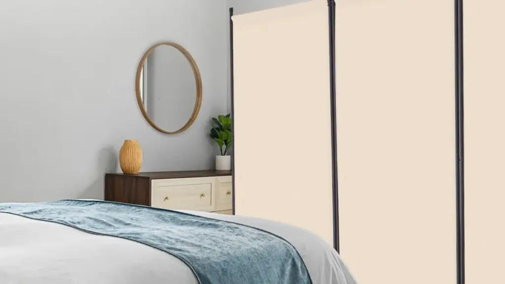 Room divider in a cozy bedroom