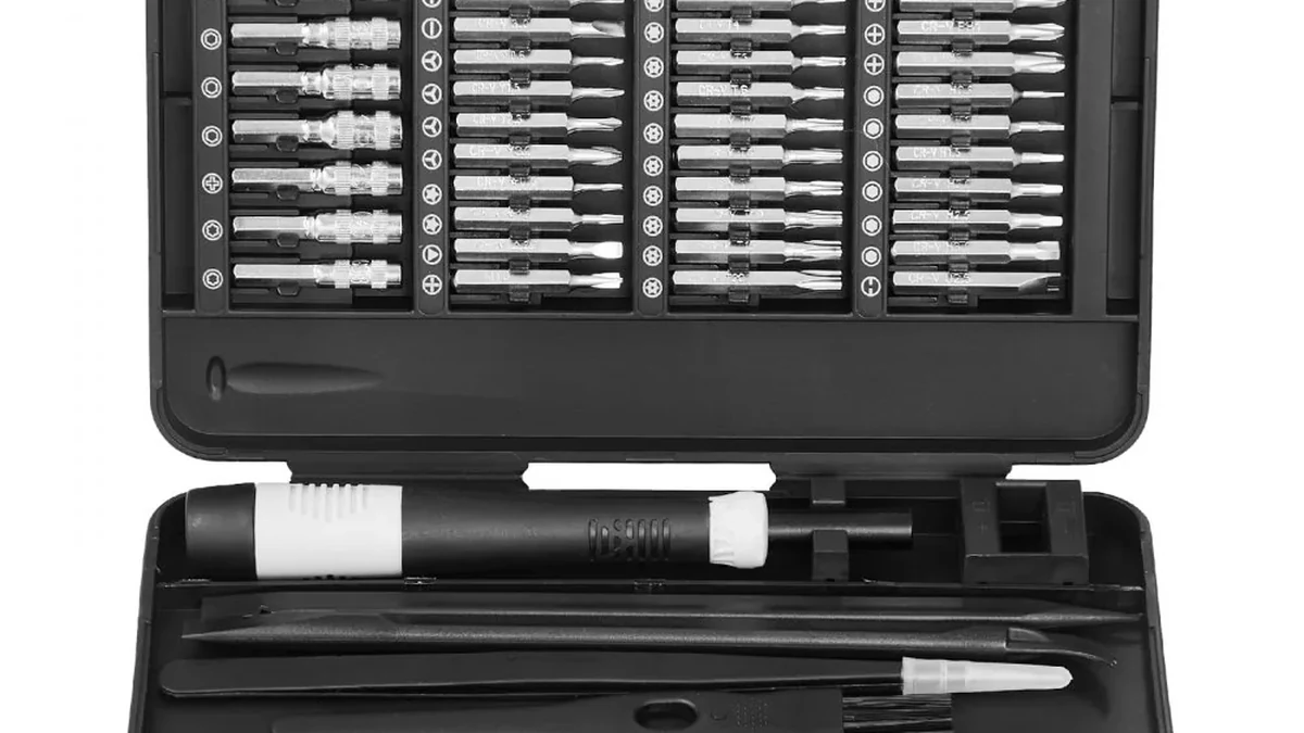 Precision screwdriver repair kit with interchangeable bits