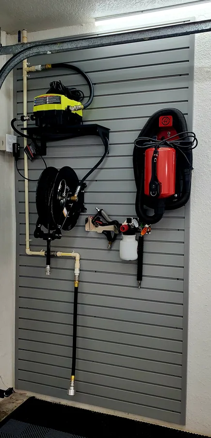 Customer photo 4 of <span class="sdh-h1" data-short="VEVOR 4 x 4 ft PVC Slat Wall Paneling Grey">VEVOR Slat Wall Paneling, 4 x 4 ft, PVC Garage Slatwall with Modular Design, Grey Slat Wall Easy-to-Install Adjustable Slatwall Panel with Coupling Structure & DIY Cutting, Fits for Storage & Display</span>