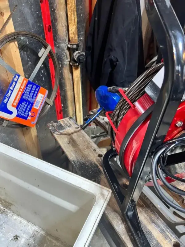 Customer photo 2 of <span class="sdh-h1" data-short="VEVOR Drain Cleaner Machine 50 FT x 1/2 Inch With Wheels">VEVOR Drain Cleaner Machine 50 FT x 1/2 Inch, Manual Feed Sewer Snake Auger on Wheels – with 4 Cutters & Air-activated Foot Switch for 2″ to 6″ Pipes</span>