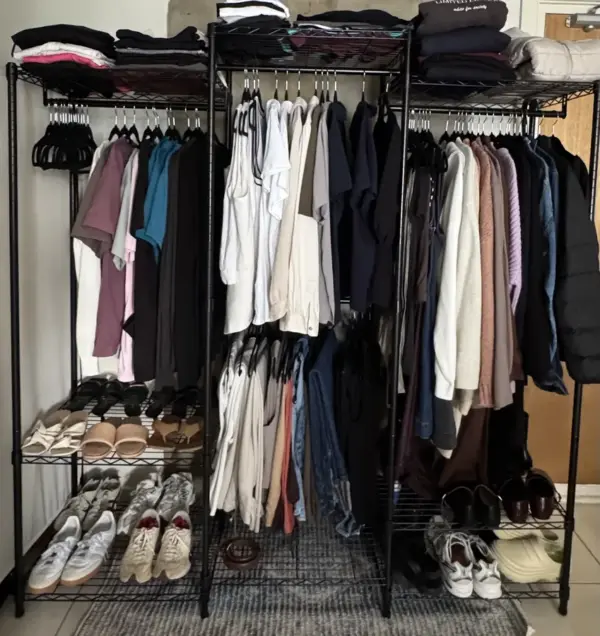 Customer photo 1 of <span class="sdh-h1" data-short="VEVOR Heavy Duty Clothes Rack 2 hanging 2 layers 36 inch">VEVOR Heavy Duty Clothes Rack, Double Hanging Rods Clothing Garment Rack with Bottom and Top Storage Tier, Rolling Clothing Rack for Hanging Clothes, 1” Diameter Thicken Steel Tube Hold Up to 300Lbs</span>