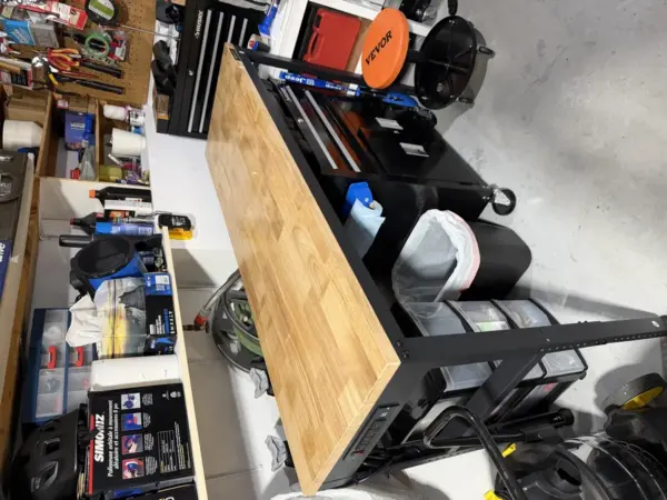 Customer photo 3 of <span class="sdh-h1" data-short="VEVOR Adjustable Workbench 61x20 inch">VEVOR Adjustable Workbench, 2000 lbs Capacity, 61 x 20-inch Heavy Duty Work Bench with 27.1-36 Inches Height Adjustment, Garage Workbench with Power Outlets, Suitable for Office, Garage, Workshop</span>