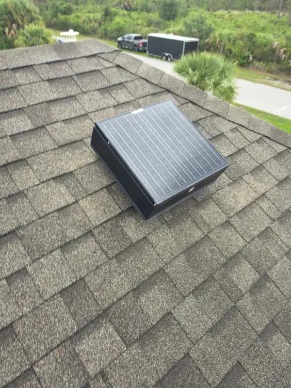 Customer photo 1 of <span class="sdh-h1" data-short="VEVOR 50W Solar Attic Fan 3000 CFM with Remote Control">VEVOR Roof Attic Exhaust Fan, 50W Smart Solar Roof Ventilation Fan with Thermostat, Remote Control, 3000 CFM Airflow Built-in Smoke Sensor with Auto Stop for Cooling and Dehumidification</span>
