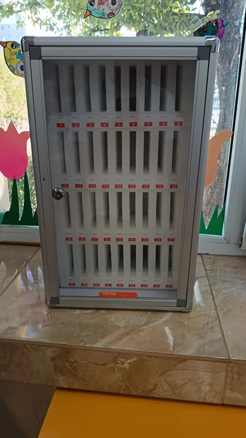 Customer photo 3 of <span class="sdh-h1" data-short="VEVOR 36 Slots Cell Phone Cabinet Key Lock Wall Mounted">VEVOR 36 Slots Cell Phone Cabinet Silver Aluminum Alloy Pocket Chart Storage Locker Box with Portable Handle, Key Lock & Handwritten Tags, Wall Mounted for Classroom, Office, Gym</span>