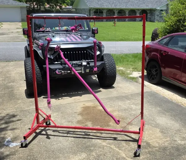 Customer photo 1 of <span class="sdh-h1" data-short="VEVOR Painting Rack White">VEVOR Painting Rack, 5 ft-7 ft Adjustable Height, 66 lbs Capacity Automotive Paint Rack Stand, 8 Hooks Painting Drying Rack with 4 Swiveling Wheels, Auto Body Stand for Auto Repair Shops & Garage</span>