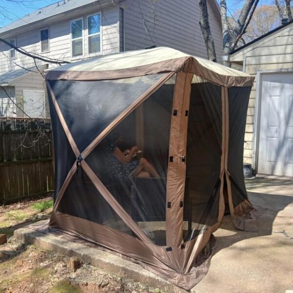 Customer photo 3 of <span class="sdh-h1" data-short="VEVOR 10 x 10 ft Pop-up Gazebo Screen Tent Brown">VEVOR Gazebo Screen Tent, 10 x 10 ft, 6 Sided Pop-up Camping Canopy Shelter Tent with Mesh Windows, Portable Carry Bag, Ground Stakes, Large Shade Tents for Outdoor Camping, Lawn and Backyard</span>