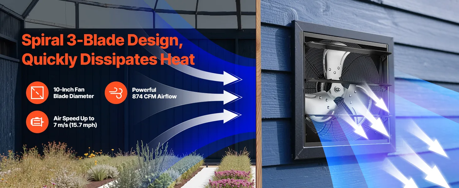 automatic louvers shutter exhaust fan rain protection