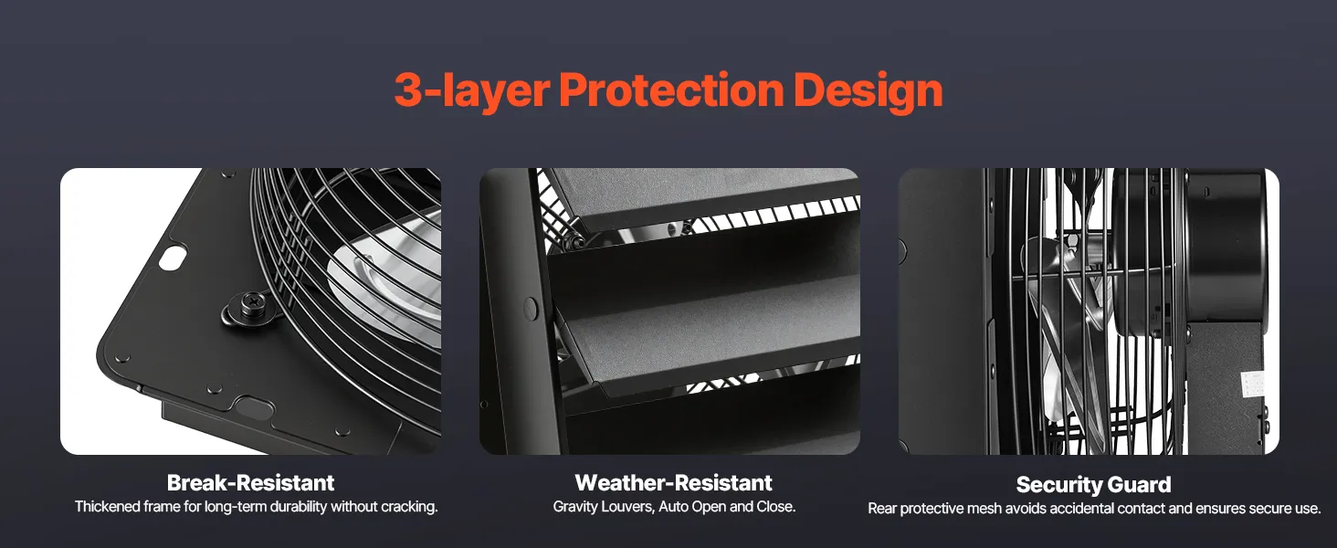874 CFM high airflow exhaust fan cooling