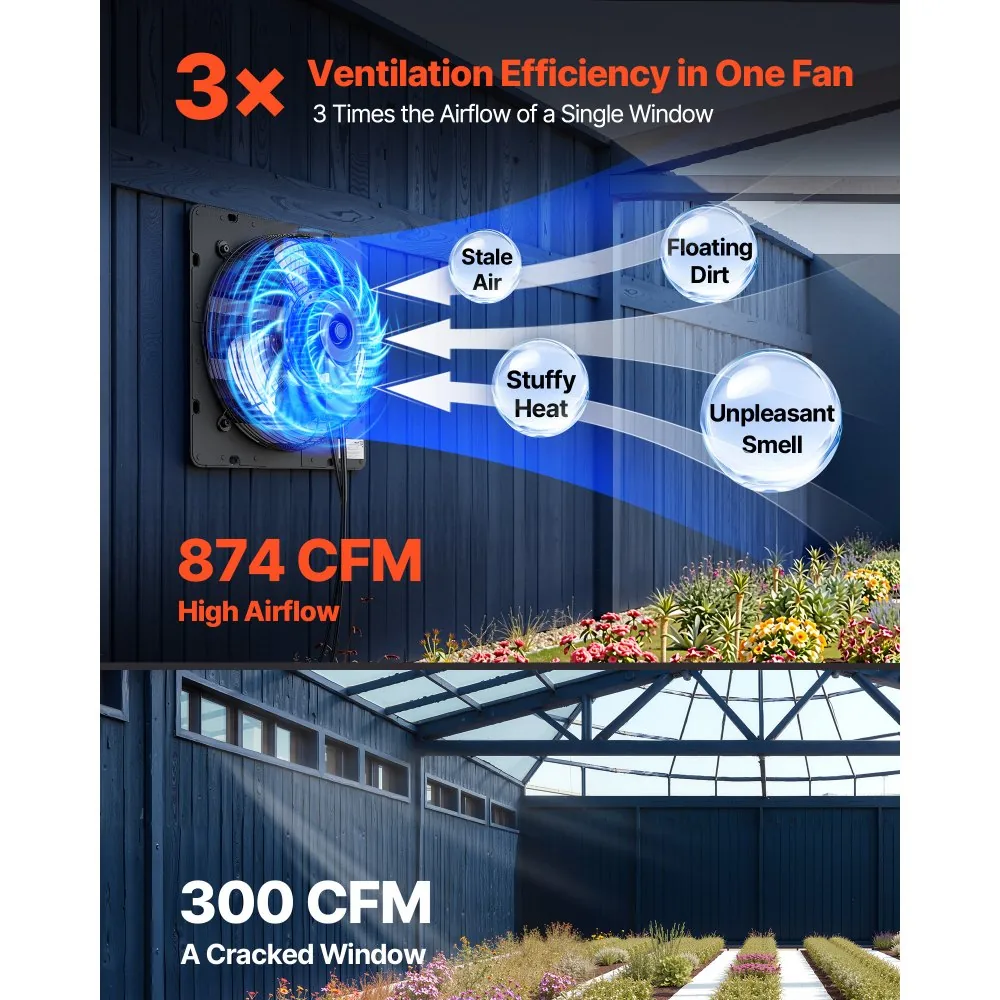 VEVOR 10 inch shutter exhaust fan automatic louvers close-up